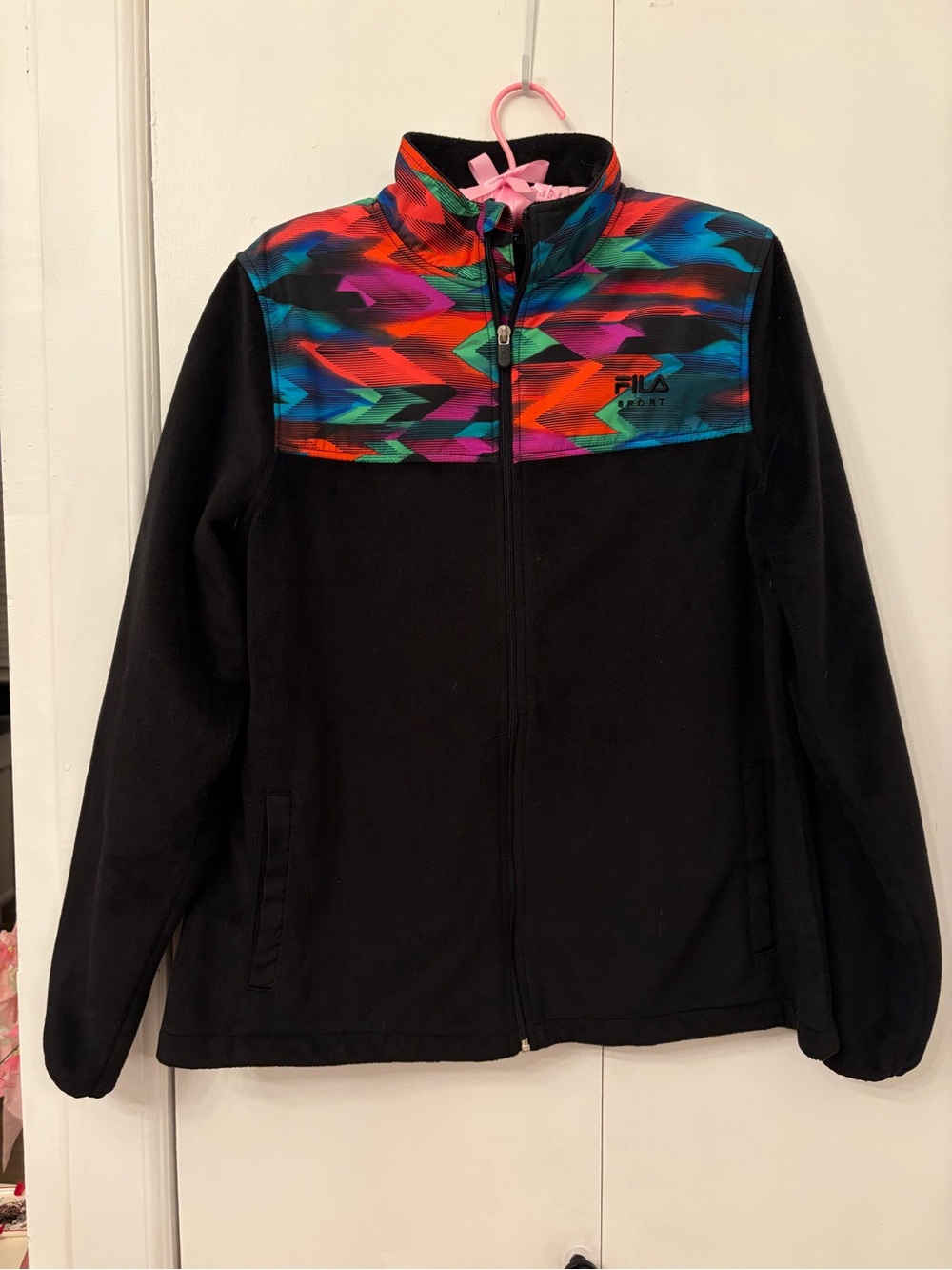 Fila Women’s Black Jacket with Multicolor Aztec Yoke